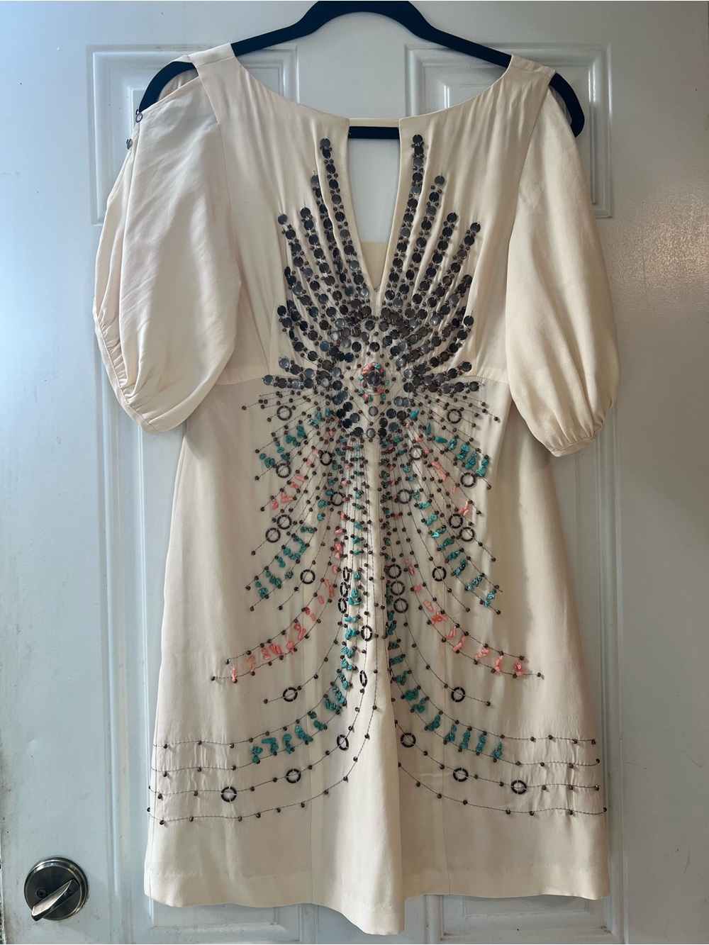 Nanette Lenore Embellished Ivory Short Sleeve Dress